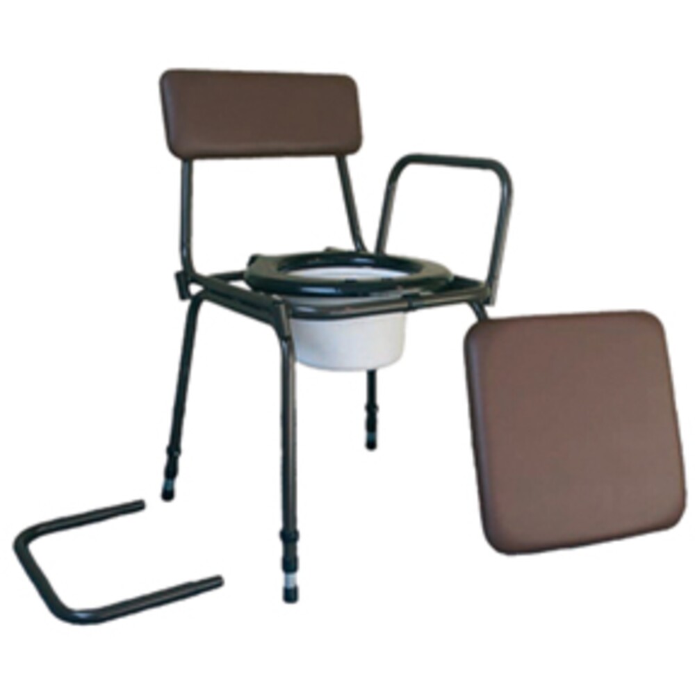 Height Adjustable Stacking Commode Chair With Detachable Arms Each