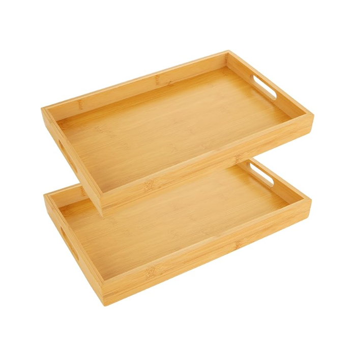 Serving Tray - (Rubberwod) With Handles 12 x16x2.6" / 30x40x6.5cm