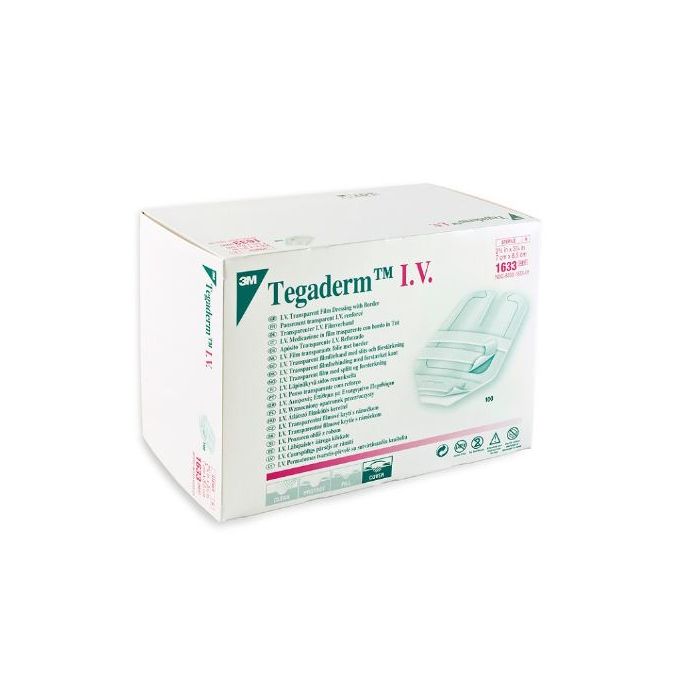 3M Tegaderm IV Dressing Peripheral line for Cannula 7 x 8.5cm - Box of 100