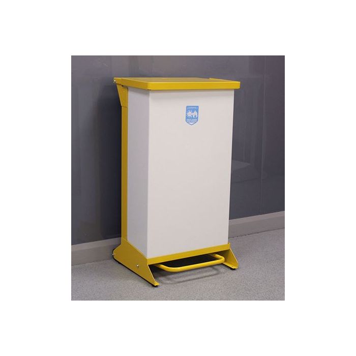 80L Metal Pedal Bin, F/R Removable Body - Yellow Lid - Each
