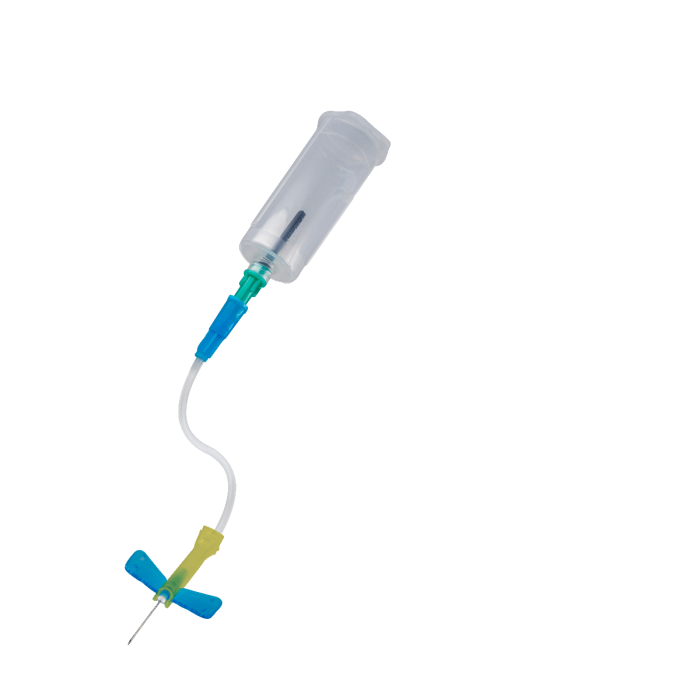 Blue Winged Needle Safety Blood Collection Set 23G x 3/4" (19mm) with 20cm Tube, Luer Adaptor & Holder - Box of 25
