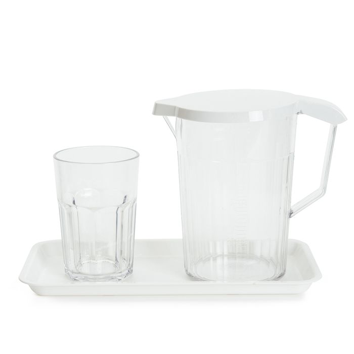 Locker Set Including 3640Ml Tumbler Graduated Jug Lid And Serving Platter - White