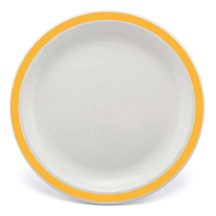 Polycarb White Side Plate 17cm with Yellow Narrow Rim - EACH