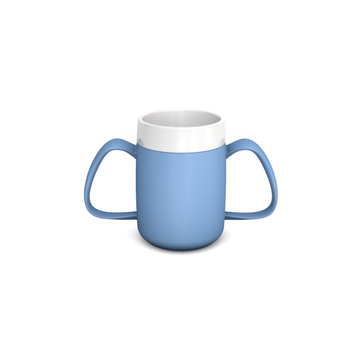 Light Blue Internal Cone Two Handled Mug