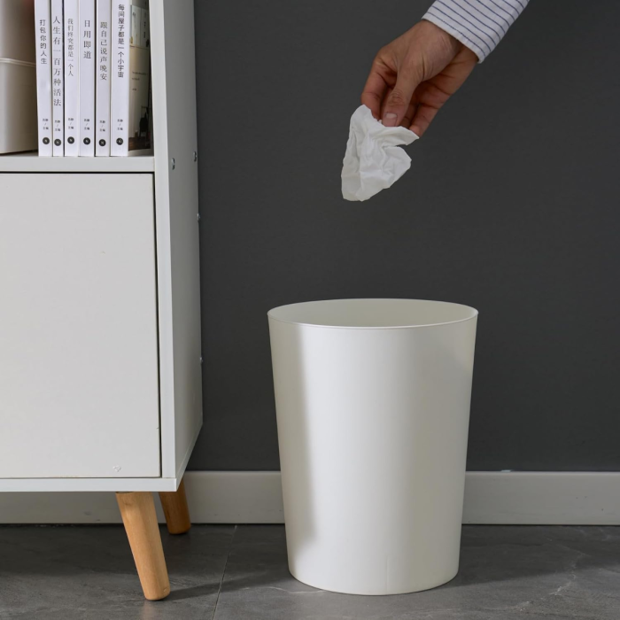 Plastic Round Waste Paper Bin (White) - Each