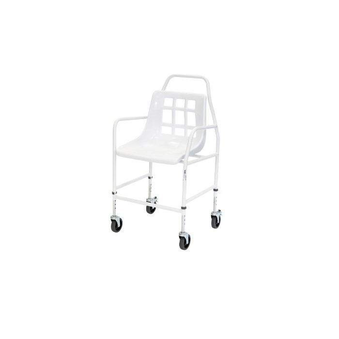 Adjustable Height Mobile Shower Chair with with Castors & 4 Brakes - EACH