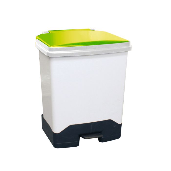 42 Litre Fully Plastic Fire Retardant Pedal Bin (H58Cm-w46Cm-l42Cm) Green Lid - Each