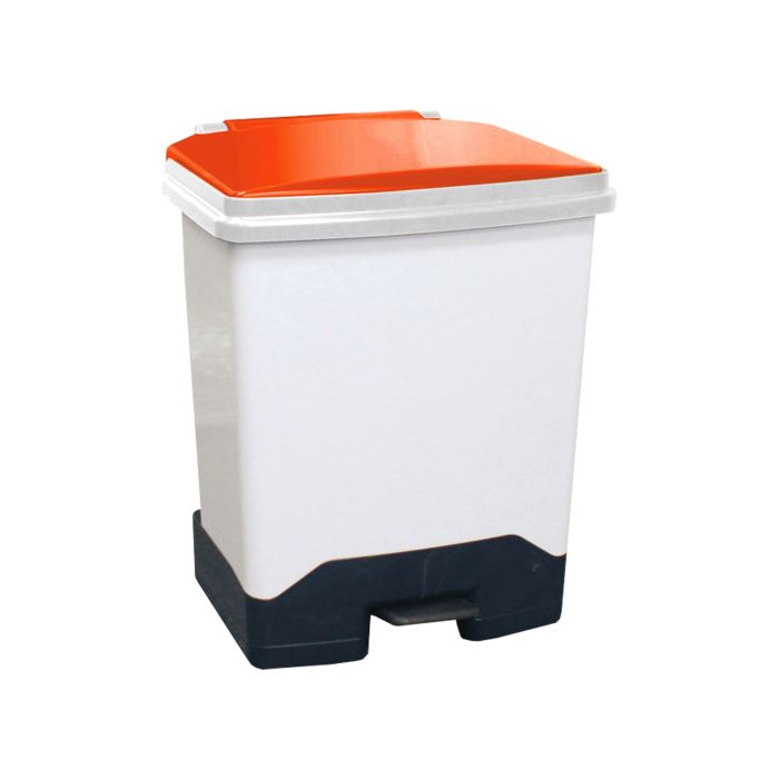 42 Litre Fully Plastic Fire Retardant Pedal Bin (H58Cm-w46Cm-l42Cm) Red Lid - Each