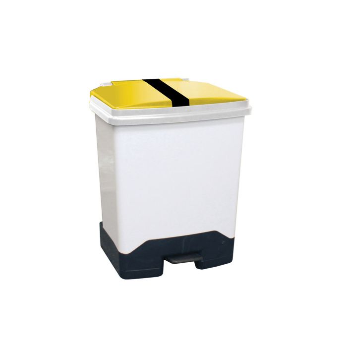 42 Litre Fully Plastic Fire Retardant Pedal Bin (H58Cm-w46Cm-l42Cm) Tiger Stripe Lid - Each