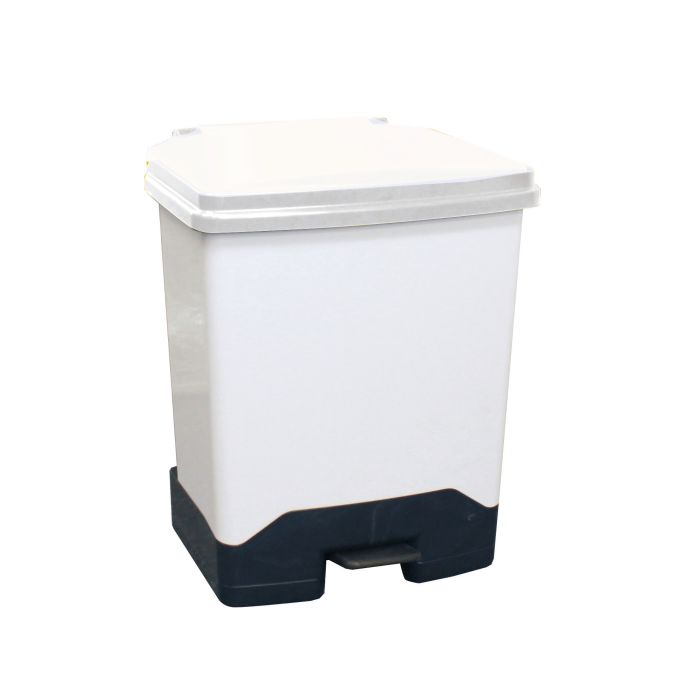 42 Litre Fully Plastic Fire Retardant Pedal Bin (H58Cmxw46Cmxl42Cm) White Lid - Each