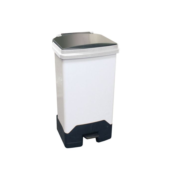 70 Litre Fully Plastic Fire Retardant Pedal Bin (H79-W46-D42Cm) Black Lid - Each