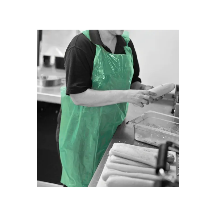Flat Packed Green Aprons 30x58” 200g (760x1470mm 50mu) - Case of 250