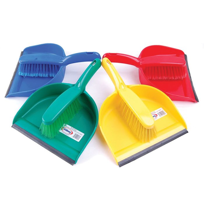 Stiff Dustpan & Brush - Red