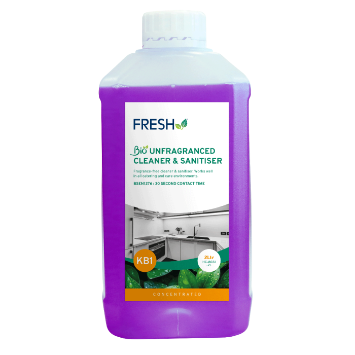 KB1 Fresh-Bio Sanitiser Fragrance Free Concentrate 2 Litre - Case 2
