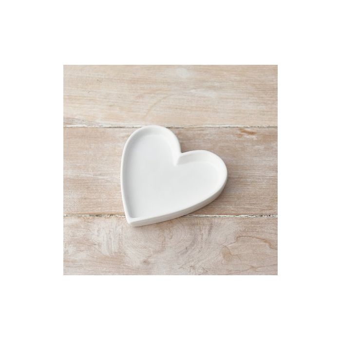 Heart Trinket Dish White Ceramic, 16cm