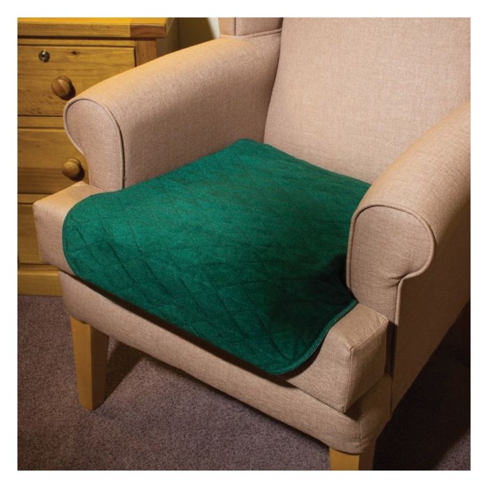 Incontinence Chair Pad Velour Plain Green 53X58Cm - Each