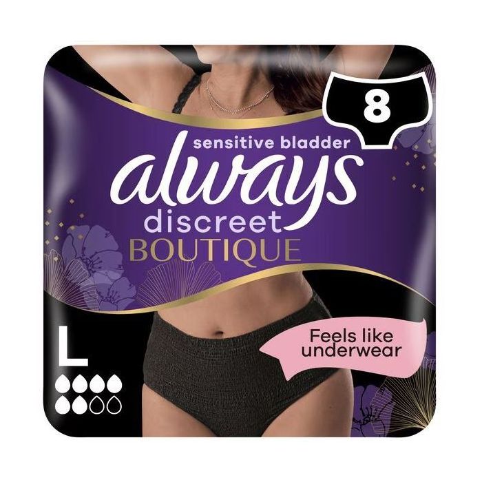 Always Discreet Boutique Pants Plus Large - Black - Pack of 8