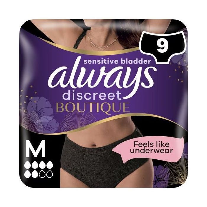 Always Discreet Boutique Pants Plus Medium - Black - Pack of 9