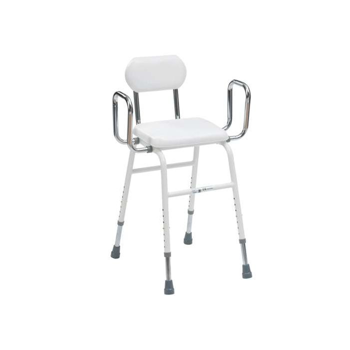 Perching Stool, Adjustable Height, Tubular Arms and Back 