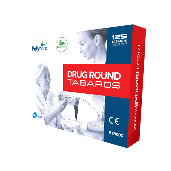 Red Biodegradeable Polythene Tabard Printed "Drug Round In Progress Do Not Disturb"