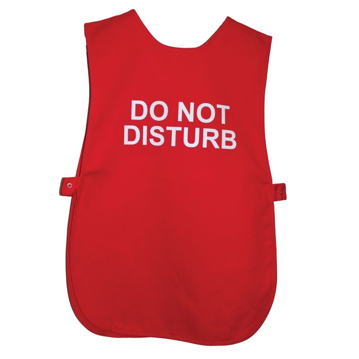 Red Tabard With Pocket & 'Do Not Disturb' Print Large - Each