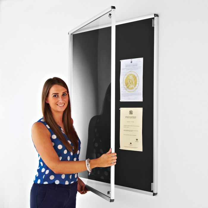 Tamperproof Notice Board - 900 x 600mm - Black