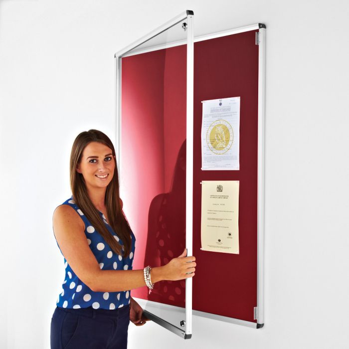 Tamperproof Notice Board - 1200 x 900mm - Burgundy