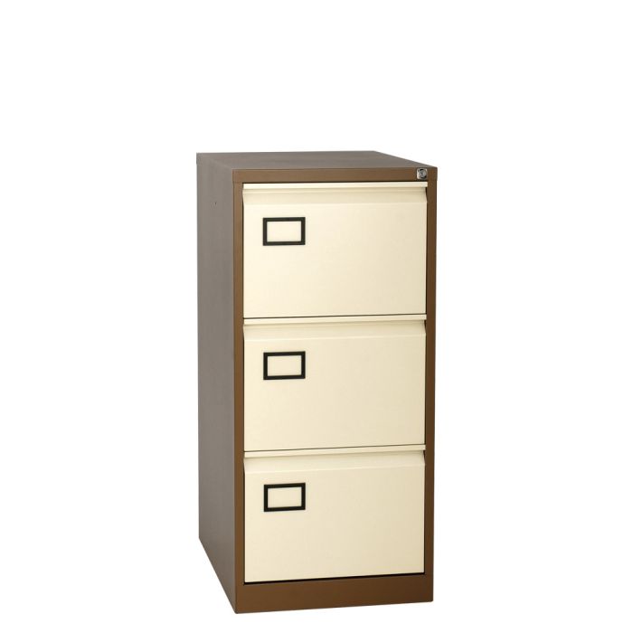 3 Drawer Locking Filing Cabinet - Coffee Cream