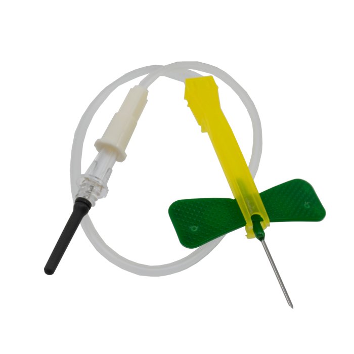 Green Safety Winged Needle Blood Collection Set 21G x 3/4" with 20cm Tube & Luer Adaptor - Box of 50