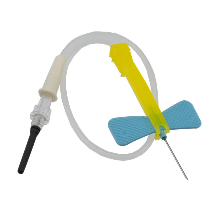 Blue Safety Winged Needle Blood Collection Set 23G x 3/4" with 20cm Tube & Luer Adaptor - Box of 50