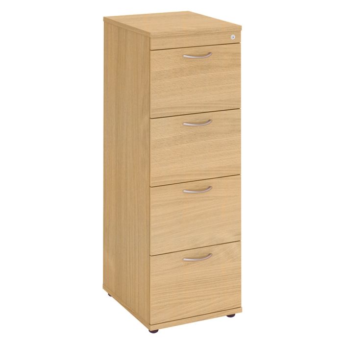 4 Drawer Locking Filing Cabinet - Light Oak