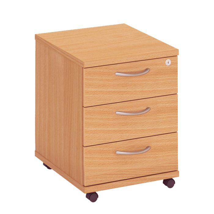 Low Mobile 3 Drawer Pedestal - Beech