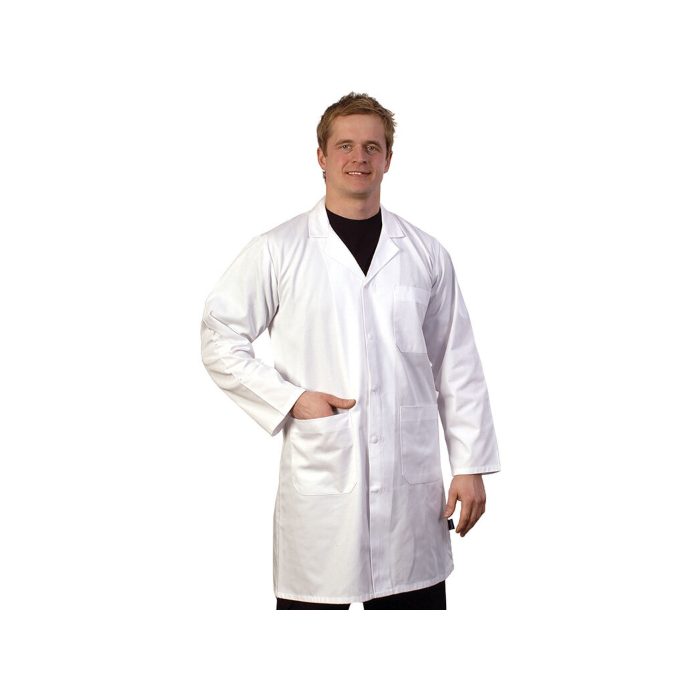 White Coat Unisex Stud Front, Large - Each