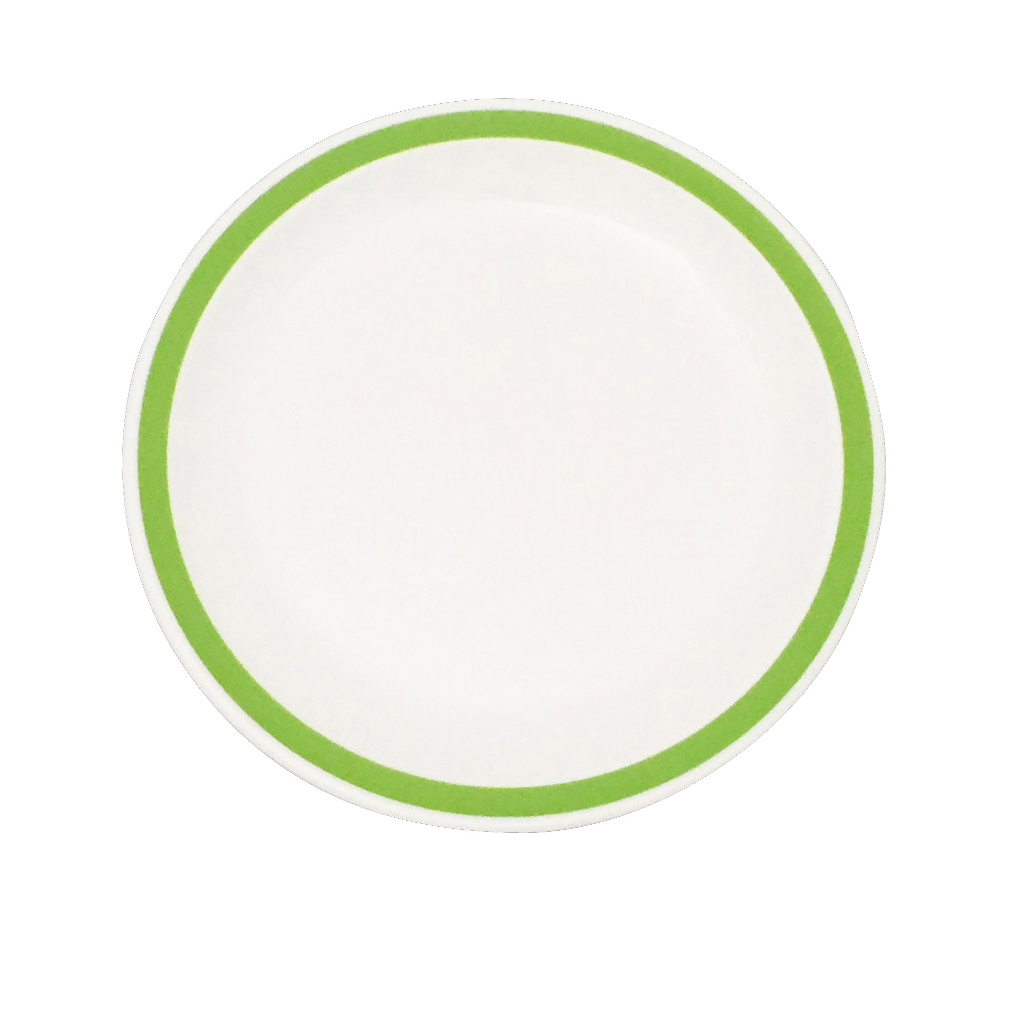 Polycarb White Dinner Plate Narrow Green Rim 23cm - Each