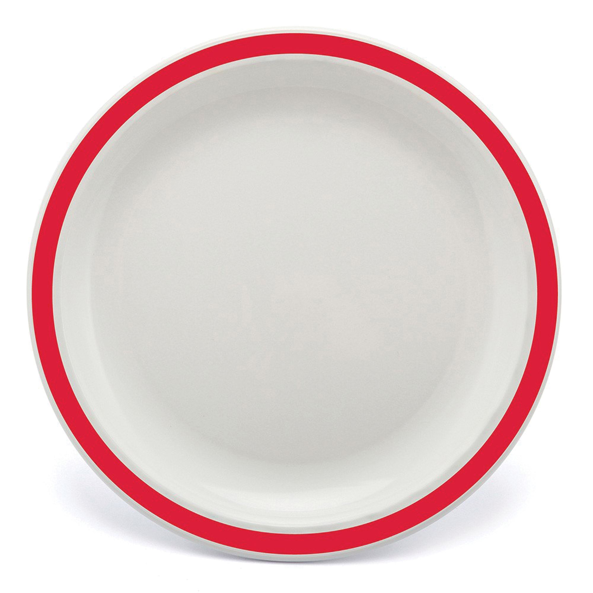 Polycarb White Dinner Plate Narrow Red Rim 23cm - Each