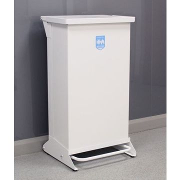 80L Metal Pedal Bin, F/R Removable Body - White Lid - Each