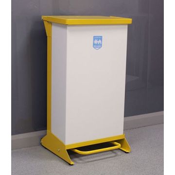 80L Metal Pedal Bin, F/R Removable Body - Yellow Lid - Each