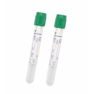 BD Vacutainer Plastic Lithium Heparin tube with Green BD Hemogard Closure, 4ml box 100