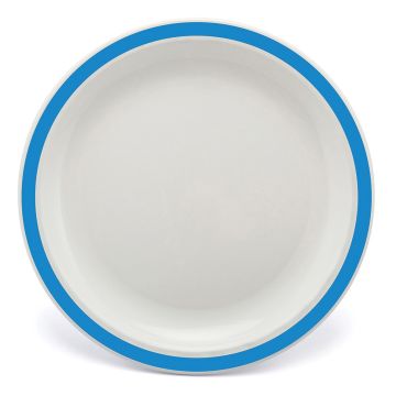 Polycarb White Side Plate 17cm with Med BlueNarrow Rim - EACH