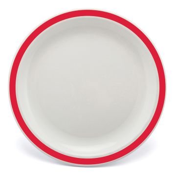 Polycarb White Side Plate 17cm with Red Narrow Rim - EACH