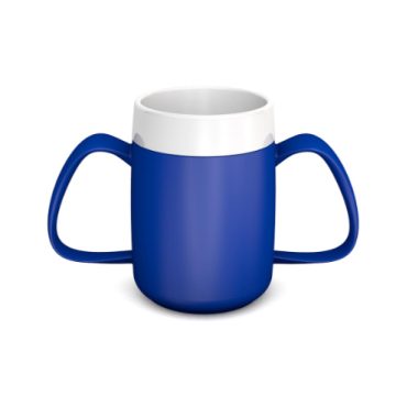Blue Internal Cone Two Handled Mug
