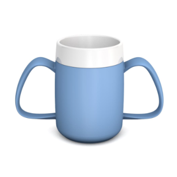 Light Blue Internal Cone Two Handled Mug