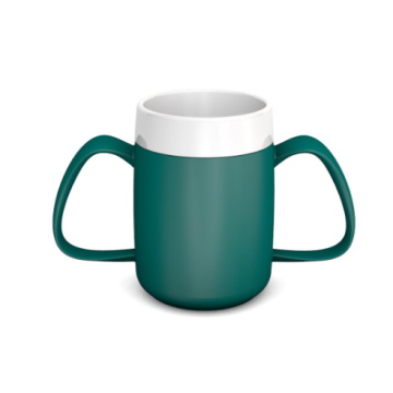 Teal Internal Cone Two Handled Mug