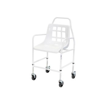 Adjustable Height Mobile Shower Chair with with Castors & 4 Brakes - EACH
