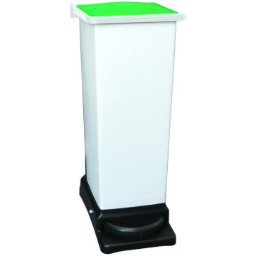 23 Litre Fully Plastic Fire Retardant Pedal Bin (H66Cm-w22Cm-d42Cm) Green Lid - Each