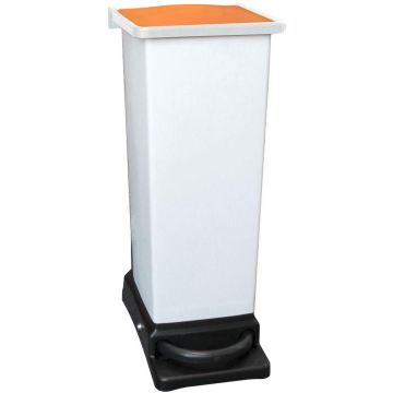 23 Litre Fully Plastic Fire Retardant Pedal Bin (H66Cmxw22Cmxd42Cm) Orange Lid - Each