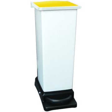 23 Litre Fully Plastic Fire Retardant Pedal Bin (H66Cmxw22Cmxd42Cm) Yellow Lid - Each