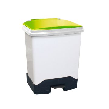 42 Litre Fully Plastic Fire Retardant Pedal Bin (H58Cm-w46Cm-l42Cm) Green Lid - Each