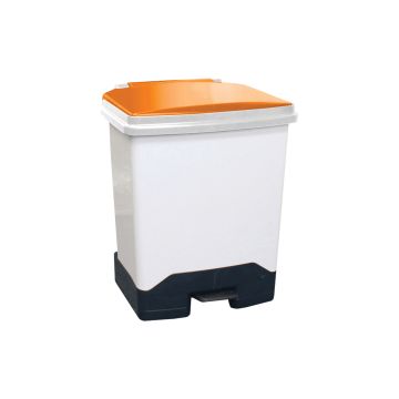42 Litre Fully Plastic Fire Retardant Pedal Bin (H58Cmxw46Cmxl42Cm) Orange Lid - Each