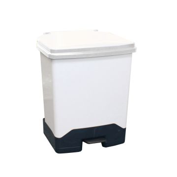 42 Litre Fully Plastic Fire Retardant Pedal Bin (H58Cmxw46Cmxl42Cm) White Lid - Each